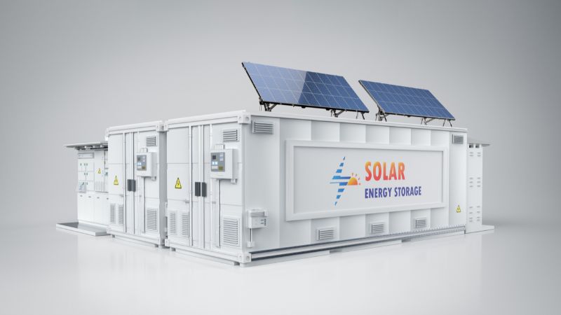 energy storage system with solar batteries and solar panels