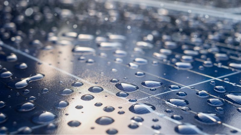 raindrops on solar panel